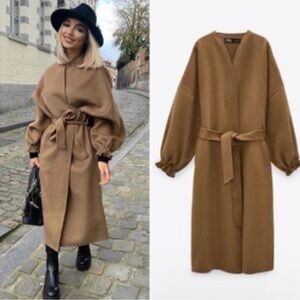 Zara Wool Blend puff sleeves Coat